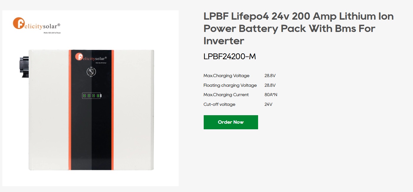 Felicity lithium 5kwh 24v LPBF (200a)