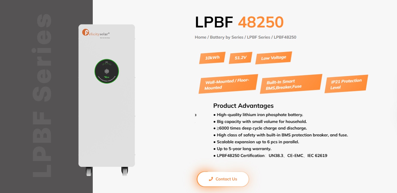 Felicity lithium battery 12.5kwh 51v LPBF
