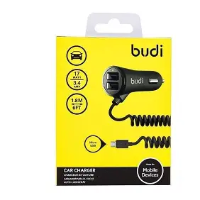 BUDI CAR CHARGER + MICRO USB CABLE M8J622M BLACK