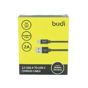 BUDI USB-A TO USB-C CHARGE CABLE M8J150T20 BLACK