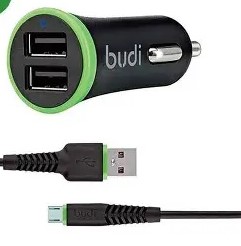 BUDI CAR CHARGER + MICRO USB CABLE M8J061M BLACK