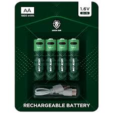GREEN LION RECHARGEABLE BATTERY AA (4PCS/PACK) 1800MWH / 1.6V – GREEN