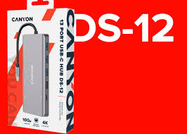 CANYON USB-C HUB DS-12 13IN1 4K DRK GREY