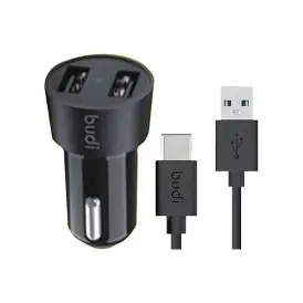 BUDI CAR CHARGER + USB TYPE-C CABLE M8J061T BLACK