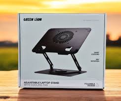 GREEN LION ADJUSTABLE LAPTOP STAND WITH COOLING FAN– BLACK GNAD360STDBK
