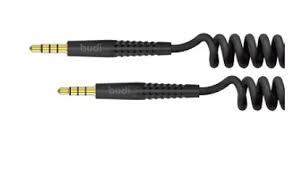 BUDI COILED AUX CABLE M8J150XS BLACK