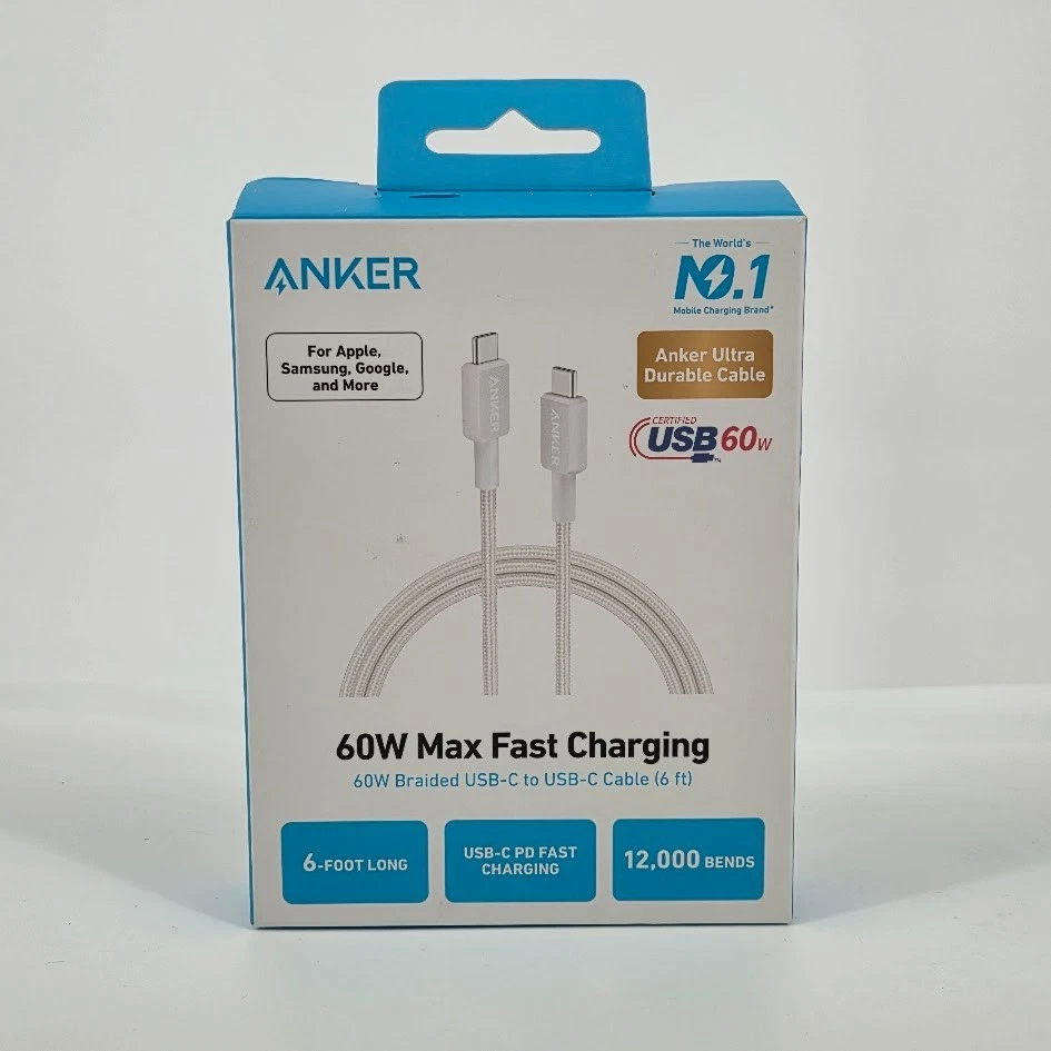 ANKER USB-C TO USB-C CABLE 6FT 60W BRAIDED