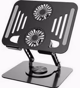 GREEN LION ADJUSTABLE LAPTOP STAND WITH COOLING FAN- BLACK GNAD360STDBK