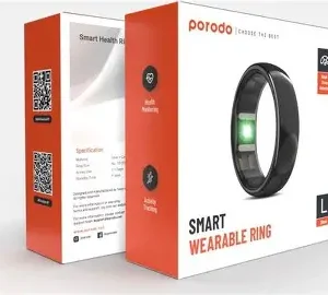 PORODO SMART WEARABLE RING SIZE 9 WITH TOUCH BLACK