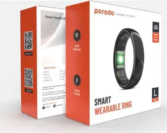 PORODO SMART WEARABLE RING SIZE 9 WITH TOUCH BLACK