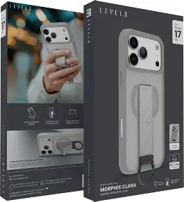 Levelo Morphix Silicone Case With Leather Grip For IPhone 17 Pro – Silver