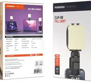 Porodo Lifestyle Portable Pocket Adjustable Rgb Fill Light 360° Clamp Splice