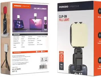 Porodo Lifestyle Portable Pocket Adjustable Rgb Fill Light 360° Clamp Splice
