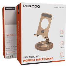 Porodo 360° Rotatable Folding Aluminum Alloy With Silicone Pad And Walnut Thickened Base – Gold