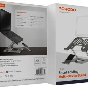 Porodo 2-in-1 Adjustable and Foldable Laptop With Phone Stand – Silver