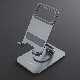 Porodo Adjustable Folding Aluminum Alloy With Silicone Pad And Carbon Steel Phone Holder – Grey