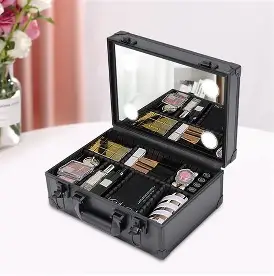 LEVELO ELITE MAKEUP BOX ORGANIZER WITH MIRROR – BLACK