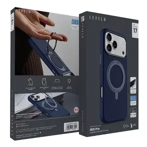 Levelo Morphix Silicone Case With Leather Grip For IPhone 17 Pro Max – Dark Blue