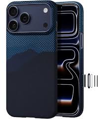 Levelo Morphix Vallo Pu Leather Grip Case For IPhone 17 Pro – Cobalt Storm