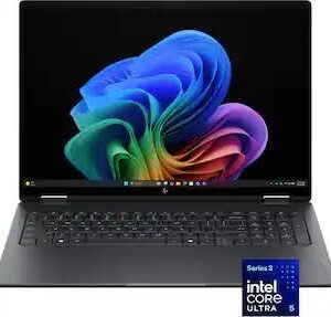 HP – OmniBook X Flip BZ0N2UA Copilot+ PC – 16″ Intel Core Ultra 9 3K OLED Touch-Screen Laptop — 32GB  Memory – 2TB SSD – Wifi- BT Eclipse Gray Win 11 New