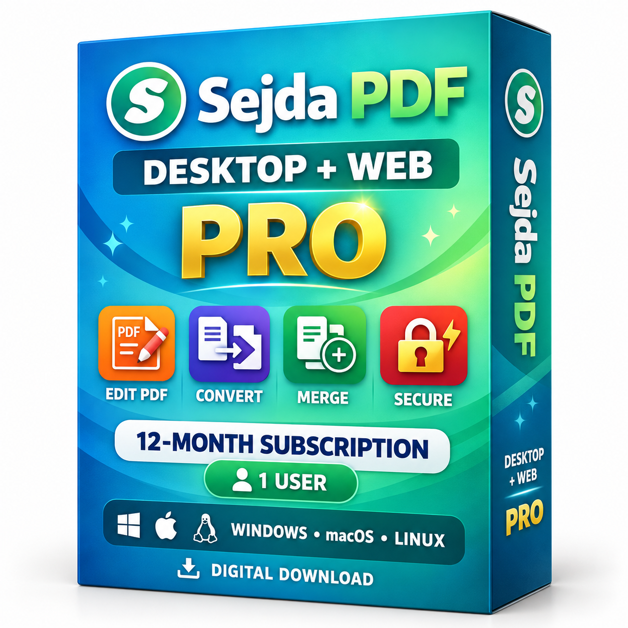 Sejda PDF Desktop plus Web | Professional PDF Editor | 12 Month Subscription