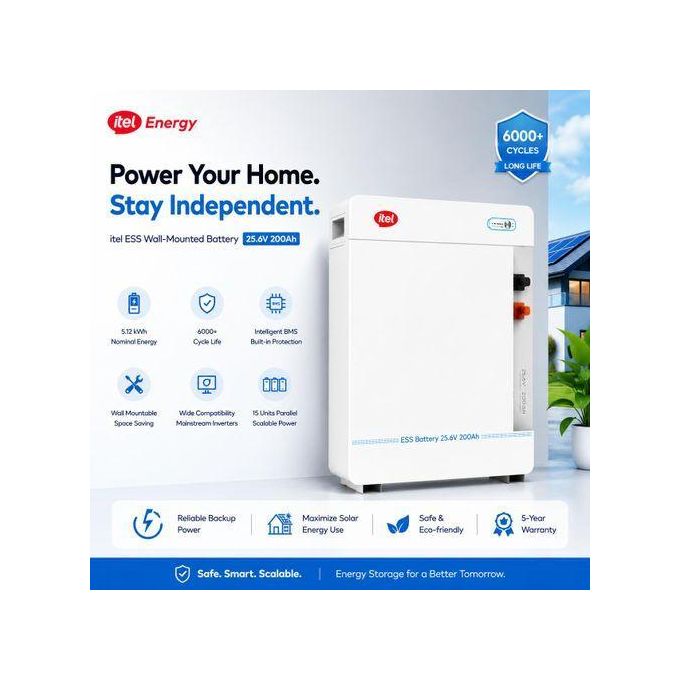 Itel 5.12kWh Lithium Iron Phosphate (LiFePO4) solar battery pack