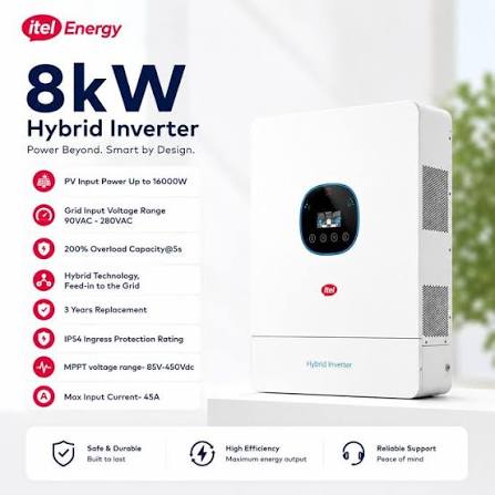 Itel 8kW, 48V single-phase hybrid solar inverter